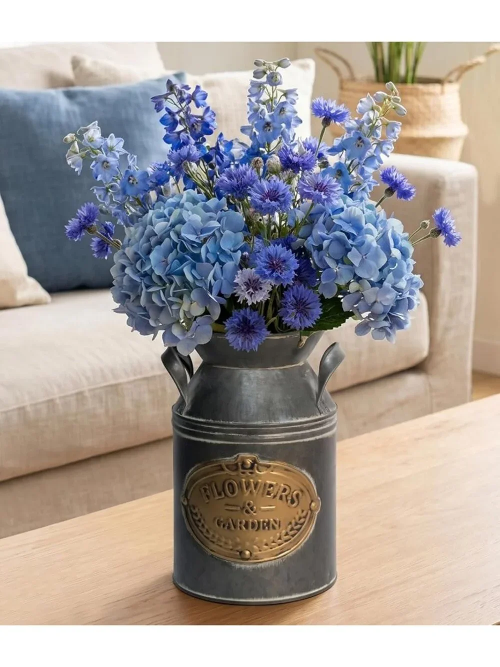 Vintage Galvanized Metal Milk Can - Farmhouse Flower Vase, Rustic Home Decor